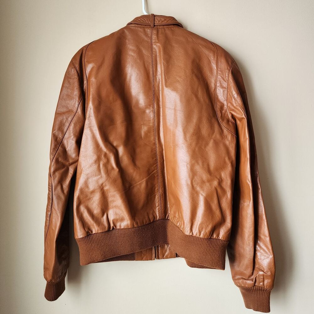 Vintage Bermans Leather Jacket Mens Size 46 Brown Removable Liner Bomber Biker - Picture 7 of 14